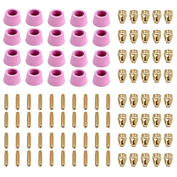 Amico Electric 100 Plasma Cutter Consumables, 40-Nozzles 40-Electrodes 20-Ceramic Cups for CUT-50 CUT-55M CTS-200 CUT50-G100 - main